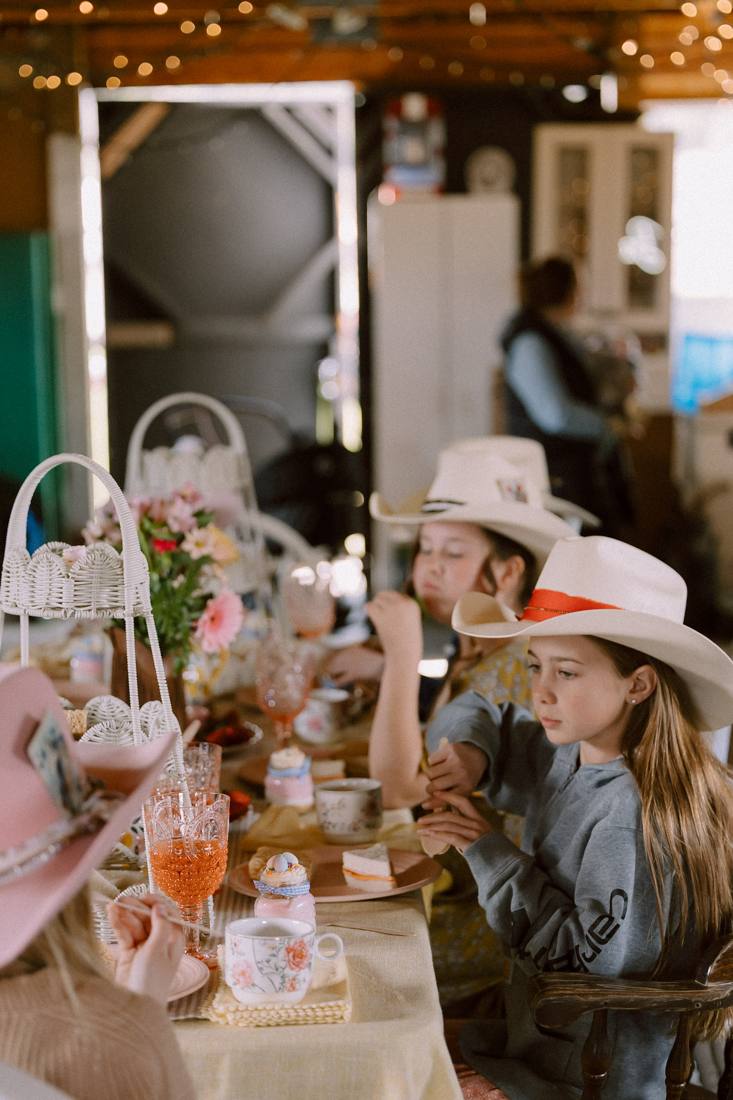 Kids table at a cowgirl-themed tea party
