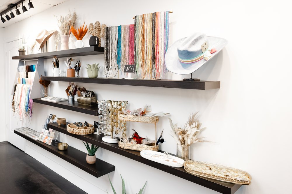 Jewelry, charms, and accessory wall at Saddle N Spurs Kelowna